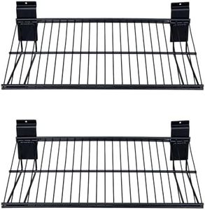 BAKEWAY 16 inch Width Slatwall Accessories, Heavy Duty Gargage Storage Slatwall Shelves, Slat Wall Wire Shelf 2 Pcs-Black