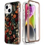 ESDOT iPhone 14 Case with Built-in Screen Protector,Military Grade Rugged Cover with Fashionable Designs for Women Girls,Protective Phone Case for Apple iPhone 14 6.1" Flower Garden