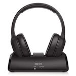 Besign BTH01 Wireless Headphones for TV Watching with Bluetooth Transmitter Charging Dock, Bluetooth Over Ear Headsets, 100ft Range No Audio Delay, Digital Optical RCA AUX, Full Black