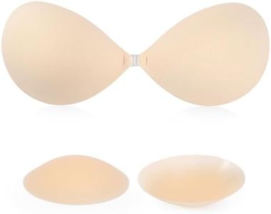 RELIRELIA Sticky Bra, Strapless Bra Invisible, Silicone Adhesive Push Up Backless Bras with Nipple Covers for Women B Beige