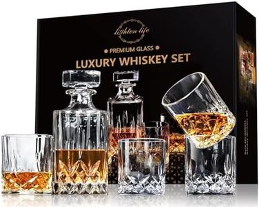 Lighten Life Whiskey Glass Set,Whiskey Decanter and 4 Whiskey Glasses for Irish Whisky,Scotch and Bourbon,Whiskey Bottle Gift Box for Men Women