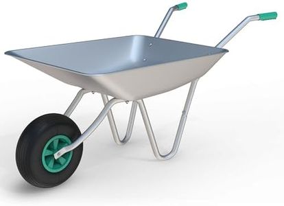 Vivo Technologies Wheelbarrow Home Garden 65L, Heavy Duty Cart Galvanised Wheel Barrow with Pneumatic Tyre 100KG Load-Bear, Strong Large Transport Trolley Handcart, Suitable for Garden Work