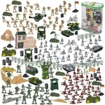 BLUE PANDA 300 Piece Military Toys Plastic Army Men for Boys - Army Figures Set with Tanks, Planes, Flags, Accessories - Army Soldiers Toys for Boys - 300 Piece Army Men - Bulk Army Men 300