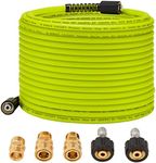 M MINGLE Pressure Washer Hose 50 FT x 1/4'' - Replacement Power Wash Hose with Quick Connect Kits - High Pressure Hose with M22 14mm Fittings - 3600PSI Green