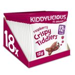 Kiddylicious Raspberry Crispy Tiddlers - Delicious Real Fruit Treat for Kids - Suitable for 12+ Months - 18 Packs