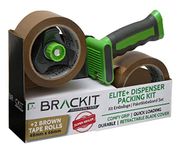 brackit Packing Tape Set - Brown Tapes with Dispenser - 48mm x 66m - 2 Roll Pack – Strong Heavy Duty Tape for General Use or Moving Home – Easily Seal Your Parcels and Boxes