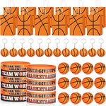 48 Pieces Basketball Party Favors Supplies Including 12 Basketball Party Gift Bags 12 Mini Basketball Stress Balls 12 Basketball Keychains 12 Basketball Motivational Silicone Wristband for Kid Adult