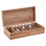 PhantomSky 26 Slots Wooden Aromatherapy Essential Oil Carrying Case, Natural Bamboo Essential Oil Organizer Storage Box Case Display Holder for Travel and Presentations Gift Box