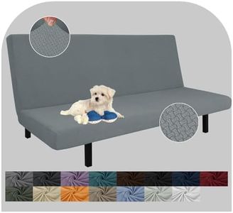 JIVINER Super Stretch Futon Cover Jacquard Futon Armless Sofa Cover Soft Sofa Bed Slipcover Furniture Protector with Elastic Bottom Washable Futon Slipcover for Kids, Pets (Futon, Light Gray)