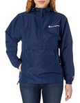 Champion Windbreaker, Packable, Wind and Water-Resistant Jacket for Women, Athletic Navy Small Script, Medium
