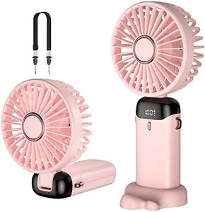 Rafada Ventilateur portatif, mini ventilateur portable rechargeable par USB, petit ventilateur de poche 5 vitesses avec base, batterie 4200 mAh Ventilateur de bureau pliable pour bureau, extérieur