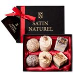 Birthday Gifts for Her 6X Handmade Bath Bombs - Organic Bath Bombs for Women with Natural Essential Oil and Bio Shea Butter - Birthday Gifts for Mum, Sister, Women Gifts - Gift Box by Satin Naturel