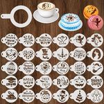 MWOOT 30 Pcs Cookie Stencils for Cake Decorations Latte Art Mold,DIY Mixed Holiday Themes Painting Stencils Template,Plastic Baking Cakes Stencils,Reused Coffee Decorating Molds for DIY Craft Decor