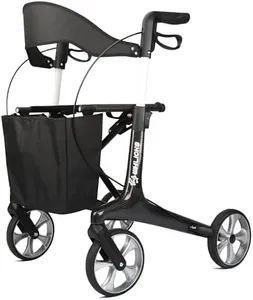 Carbon Walkers for Seniors, 13lbs Ultralight All Terrain Silent Wheels Foldable Rollator Walker with Seat and Backrest for Adults, 330lbs Capacity (Black)