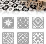 DGHOME 30 * 30 cm(11.8”) Large Number Floor Tile Stencils, 6Pcs Reusable DIY Tile Stencil and Craft Stencils, Slabs Wall Wood Painting Templat for Furniture Garden Patio Bathroom Decor