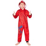 Marvel Fleece Onesie for Boys - Warm Hooded Onesie for Kids 3-10 Years - Cosy Kids PJs Comfy Loungewear - Boys Gifts (Red Spiderman, 5-6 Years)