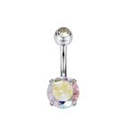 Via Mazzini 316L Stainless Steel Double Crystal Belly Button Navel Ring for Women and Girls (BB0029) 1 Pc