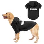 BINGPET Security Dog Hoodies Puppy Sweatershirts Cold Weather Dog Coats Pet Hooded Clothes for Dog Cat Black