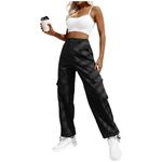 Lepunuo Cargo Pants for Women High Waisted Casual Pants Baggy Stretchy Wide Leg Y2K Streetwear Work Pants Dark Brown