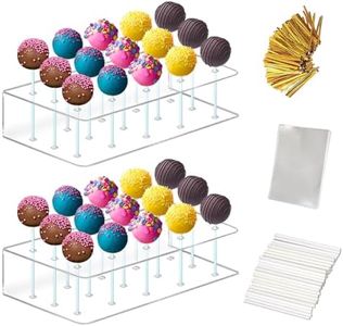 MR.FOAM Acrylic Cake Pop Stand Display Holder with Lollipop Sticks, Treat Bags and Twist Ties for Candy Making