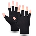 Half Finger Driving Glovs for Men Women, Riding Touch Screen Gloves Summer UV Protection Sunscreen Gloves Breathable Cotton Non-Slip Cycling Golf Fishing Fingerless Mitten for Outdoor Sports, Black