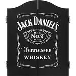 Jack Daniel's Officially Licensed Wooden Dartboard Cabinet in Black | JD Logo CAB014