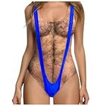 Womens Swimsuits One Piece Novelty 3D Chest Hairy Bikini Print Funny Bathing Suit Swimwear Beachwear Orders Placed by me Blue