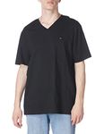 Tommy Hilfiger Men's V-Neck Flag T-Shirt, Th Deep Black, Medium