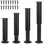 BeiLan Metal Adjustable Furniture Legs,4Pcs 10"-17" Adjustable Height Heavy Duty Bed Center Frame Support Leg for Kitchen Cabinet/Dresser/TV Stand/Sofa/Chair/Bed/Coffee Table