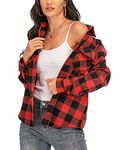 Enjoyoself Womens Plaid Flannel Shirts Casual Roll up Long Sleeve Boyfriend Button Down Checkered Shirt, X Red, XX-Large