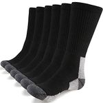 WANDER Mens Crew Socks Cushion Athletic Running Performance Outdoor Sports Hiking Trekking Socks 6 Pairs Black 10-15