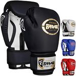 Farabi Sports Kids Boxing Gloves 6, 8-oz Junior Muay Thai Gloves Youth Kickboxing Sparring Punching Bag Training Gloves (Black/White, 4-oz)