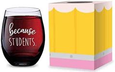 GSM Brands Stemless Wine Glass for Teachers (Because Students) Made of Unbreakable Tritan Plastic and Dishwasher Safe - 16 ounces