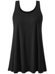 Vislivin Tank Tops for Women Built in Bra Vest Top Pleated Loose Fit Bra Camisole Casual Flowy S-XXXXL Black-XXL