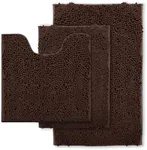 Bath Rug Set 3 Piece Luxury Chenille Extra Soft and Absorbent Shaggy Bathroom Mat Rugs, Machine Washable, Non-Slip Plush Carpet Runner for Tub, Shower, (Brown) Home Decor Bathroom Accessories