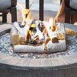 Skypatio Gas Fireplace Logs Set, Heat Resistant Realistic Ceramic Wood Logs for Indoor or Outdoor Fireplace, Fire Pit Decor, Lightweight & Portable, White