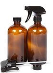 Vivaplex, 2, Large, 16 oz, Empty, Amber Glass Spray Bottles with Black Trigger Sprayers and Lids