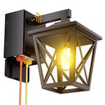 Ehaho Porch Lights with Outlet, Dusk to Dawn Outdoor Light with Outlet Built-in, Waterproof Anti-Rust Lantern Outside Light with GFCI Outlet, Wall Sconce Light with Plug for Front Door