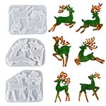 Bekecidi 3 PCS Christmas Resin Moulds, Elk Shape Silicone Moulds Epoxy Resin Crafts Casting Mold DIY Silicone Pendant Mold for Christmas Tree Keychain Home Decor Crafts Gifts