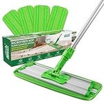 HOMEXCEL Microfiber Mop Floor Cleaning System for Hardwood, Laminate, Vinyl & Tile, 18-inch Flat Mop Sweeper with 4 Dry and Wet Reusable Dust Cleaning Pads, Household Cleaning Tools for Home, Kitchen