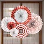 Rozi Decoration Paper Fan Wall Decoration Set Rose Gold Colorful Round Paper Fans Party Decoration for Anniversary, Birthday, Wedding, Baby Shower, Party Supplies Backdrop Decoration Pack of 6 Pcs