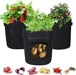 SunStream Grow Bags with Windows (5Gallon,3Pack) Breathable Fabric Plant Vegetable Growing Bag Planting Tomatoes, Potatos,Vegetables, Strawberry with Window Flap and Handles