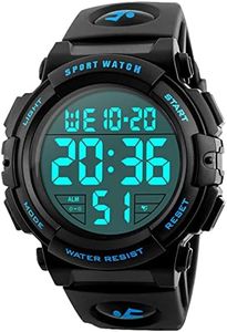 kieyeeno Relojes Deportivo Digital para Hombre Mujer, 50M Impermeable Reloj de Pulsera Esfera Grande con LED Cronómetro de Cuenta Regresiva 12/24H Azul