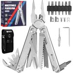 BIBURY Multitools, Upgraded Multi Tool Foldable Pliers with T-Shank Tool, Saw, Screwdriver Set, Stainless Steel Multitools Ideal for Camping, Repairing, Gift for Dad Men Christmas -Pro BI2049N