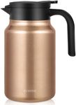 WYHVAND 51Oz Thermal Coffee Carafe for Hot/Cold, Stainless Steel Thermos Carafe for Hot Liquids, Dustproof Insulated Hot Water Carafe for Party/Home,Copper