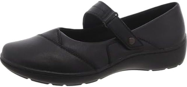 Clarks Women's Cora Gema Mary Jane Flat, Black Leather, 9