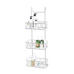 Blue Canyon 3 Tier Hanging Shower Caddy, No Drill Stainless Steel Bathroom Shelf, Non-Rusting Storage Shelves, Shower Accessory for Soap, Conditioner, Shampoo, Shower Basket Organizer, White