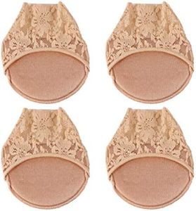 Milisten 2 Paia di Calzini Topper da Donna in Punta Nell'avampiede in Pizzo No Show Calzini Fodera Copriscarpe Mezze Calze con Fondo Antiscivolo (Colore Della Pelle)