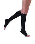 JOBST Relief Knee High Graduated Compression Socks, 15-20 mmHg - Comfortable Unisex Design - Open Toe, Black, Medium