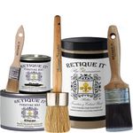 Retique It Chalk Furniture Paint by Renaissance Deluxe Starter Kit, Wax, 12 French Beige, 8 Piece Set